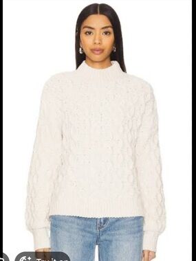 Revolve Sanctuary Light Almond Cable Mock Neck Sweater NWT